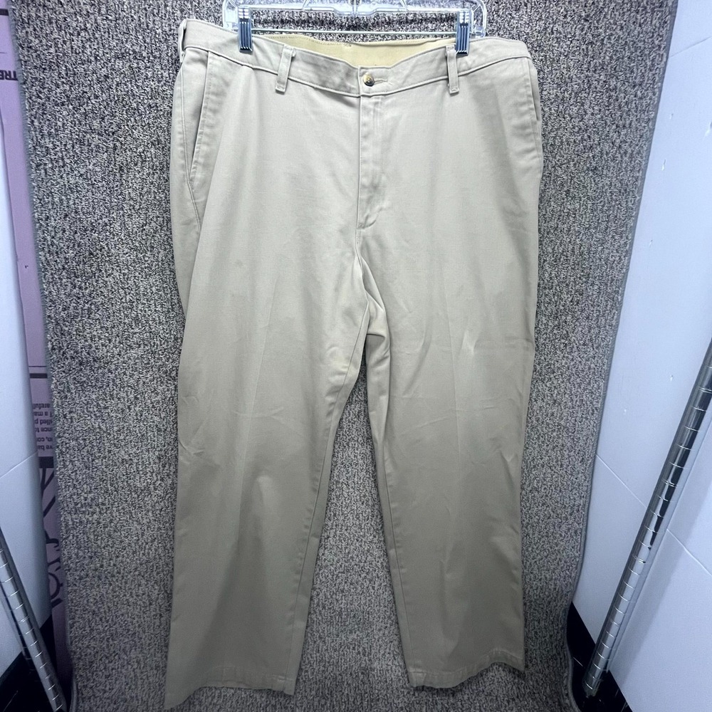 Wrangler Riata Casual Pants Men 38x30 Beige Cotton Relaxed Fit Wrinkle Resistant